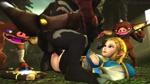 Zelda getting bonked by some koblins - Darsovin