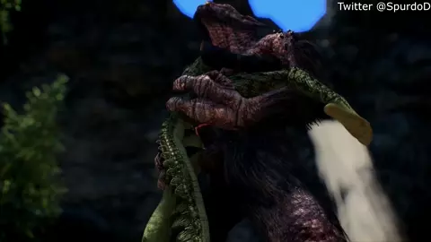 Argonian takes care of her pet troll