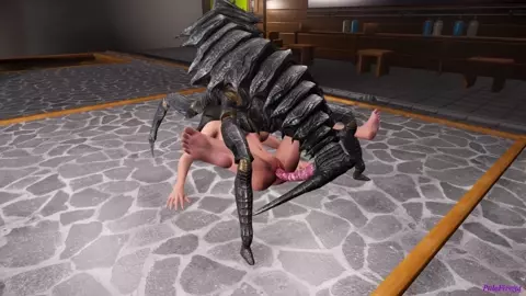 Tifa cucks dinosaur with large insectoid