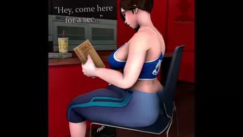 Mei sits on a huge dildo