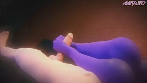 Widowmaker footjob in pantyhose and shoe sniffing