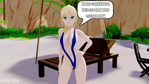 【MMD】Sex At The Beach - Izumi Meets The Shark Man (Ecchy1994)