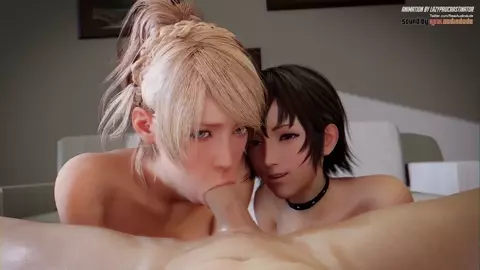 Lunafreya and Iris double blowjob