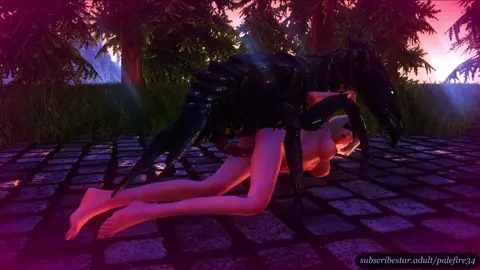 YoRHa 2B penetrated by insectoid's ovipositor