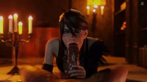 Morrigan blacked blowjob