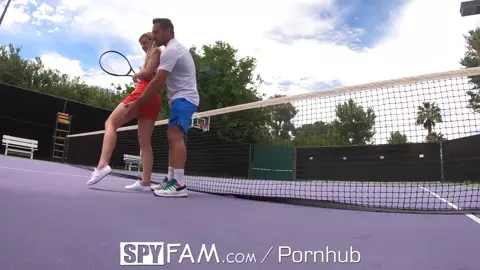 SPYFAM Step Bro Gives Step Sis Tennis Lessons & Big Dick