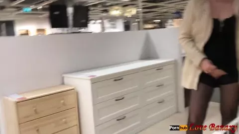 PUBLIC FLASHING IN IKEA. UPSKIRT NO PANTIES. PART 2